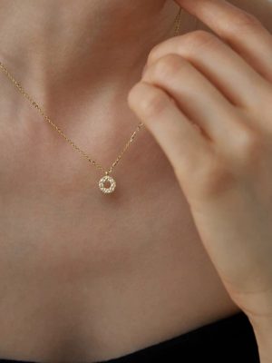 Korean Style Donut 925 Sterling Silver Plated 18K Gold Entry Luxury Small Circle Necklace Flash Simple Daily Commute Clavicle Chain