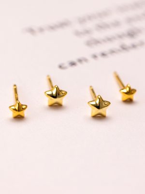 S925 sterling silver glossy five-pointed star earrings simple design fresh and sweet ins style all-match earrings for women