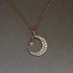 Dream Falling Stars and Moon 925 Sterling Silver Plated 14K Gold Necklace Exquisite Micro-inlaid Zircon Elegant Pendant High-grade All-match Clavicle Chain