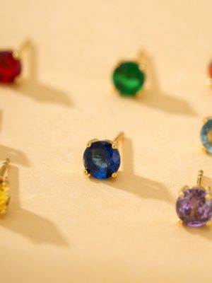 925 sterling silver high grade zircon earrings simple month stone four claw earrings wholesale