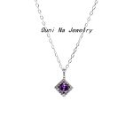 S925 Sterling Silver Plated 14K Gold Violet Zircon Necklace Women's Light Luxury All-match Purple High-grade Pendant Clavicle Chain Ouni Na