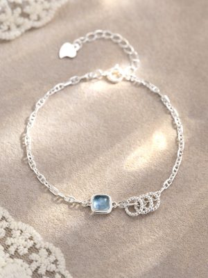 S925 Sterling Silver Light Luxury Aquamaro Sugar Bracelet Women's Exquisite Fashion High-end Hand Jewelry Design Trendy