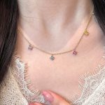 Little Red Book S925 Silver Gold Plated Dopamine Color Zircon Lucky Grass Necklace Four-leaf Flower Clavicle Chain Necklace Chain