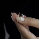 S925 Sterling Silver Plated 18K Gold Korean Design Retro Rank Diamond Simple Ring Women's Ins Style Fashionable Finger Ring
