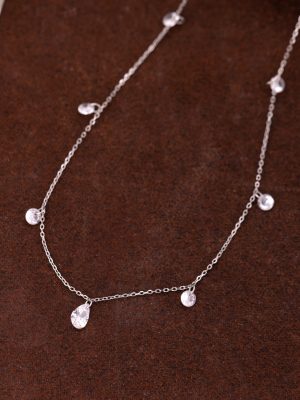 S925 Sterling Silver Water Drop Zircon Flash Diamond Necklace Women's Design Simple Fashion High-grade Diamond Pendant Clavicle Chain