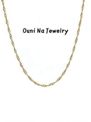 S925 Sterling Silver Plated 14K Gold Sparkling Necklace Women's Simple Commuter Overlapping Water Wave High-grade Clavicle Chain Ouni Na