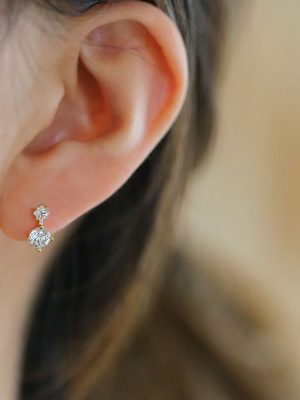 S925 Sterling Silver Plated 14K Gold Earrings with Zirconium Diamond Gothic Ear Buckle Elegant Earrings Zircon Diamond Earrings for Women