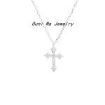 S925 Sterling Silver 14K Gold Plated Cross Diamond Pendant Necklace Female Ouni Na
