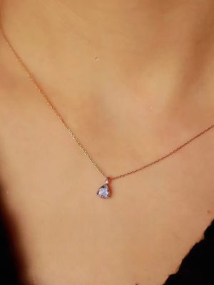 S925 Sterling Silver Plated 18K Gold Necklace Women's Tansang Zircon Inlaid Light Luxury Jewelry Japanese Style Simple Clavicle Necklace