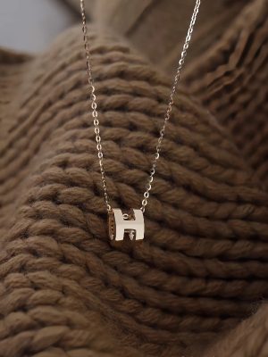 S925 Sterling Silver Plated 18K Gold Full Diamond H Letter Necklace Women's High-grade Light Luxury Fashion All-match Clavicle Chain