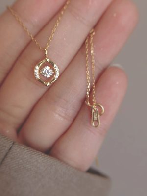 S925 Sterling Silver Plated 14K Gold Smart Heart Hollow Necklace Women Design Commuter Light Luxury Clavicle Chain Ouni Na