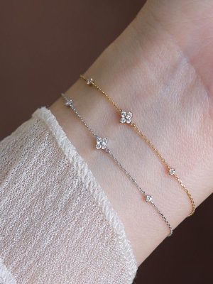 925 Full Body Sterling Silver Four-leaf Clover Bracelet Plated 18K Gold Light Luxury Star Elegant High-grade Ginny New Arm