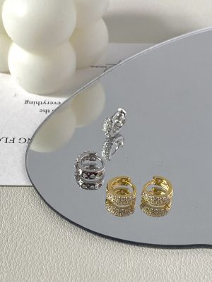 925 Sterling Silver Plated 18K Gold Sleeping Without Picking Super Mini Ear Ring Flash Zircon Full Drill Small Ear Ring Ear Nail