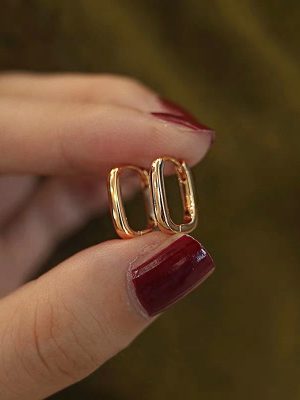 S925 Sterling Silver Plated 14K Gold Ear Buckle Geometric U-shaped Earrings Women's Light Luxury Fashion Elegant High-end Earrings Ear Buckle