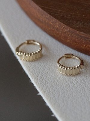 Ins Style S925 Silver Plated 18K Gold Thick Line Texture Earrings Earrings Old Money Style Advanced Earbone