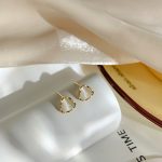 925 Sterling Silver Plated 18K Gold Cat's Eye Earrings Fashion All-match Temperament Design High-grade Business Earrings