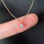 925 Sterling Silver Plated 18K Gold Six Claw Zirconium Diamond Pendant Necklace Women's Clavicle Chain High Design Single Diamond Woolen Chain