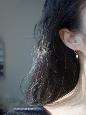 Japanese S925 Sterling Silver Plated 14K Gold Lace Goose Egg Small Zircon Earrings Ear Hook Women's Commuter All-match Earrings Ouni Na
