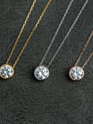 S925 Sterling Silver Inlaid Zircon Round Bubble Pendant Necklace Women's Japanese and Korean-style Simple Fashion All-match Clavicle Chain