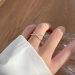 S925 Sterling Silver Plated 14K Gold Ring French Style Diamond Wind Ring Design Simple All-match Open Ring for Women Ouni Na