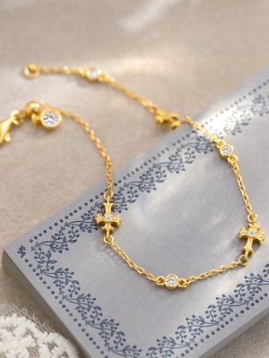 S925 Sterling Silver Light Luxury Iris Cross Bracelet Women's Fashion High-end Point Diamond Jewelry Design