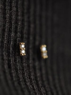 S925 Sterling Silver Plated 14K Gold Mini Shiny Small Long Minimalist Invisible Earrings Daily Commuting Ear HME