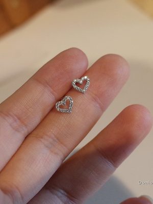 S925 sterling silver gold-plated exquisite micro-inlaid zircon love earrings exquisite mini heart earrings HME