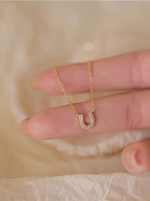 S925 Sterling Silver Plated 14K Gold Japanese Classic Horseshoe Clavicle Chain Elegant Gentle Commuter Versatile Necklace Female Ouni Na