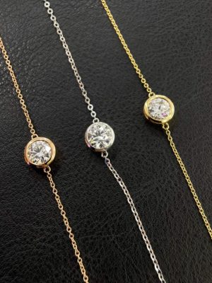 S925 Sterling Silver Plated 18K Gold Platinum Rose Gold Inlaid Zircon Bubble Bracelet Very Simple Diamond Bracelet All-Match HME