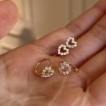 S925 Sterling Silver Gold Plated Love Ear Buckle Women's Light Luxury Full Diamond Hollow Heart-shaped Ear Ring Design Earrings Ouni Na