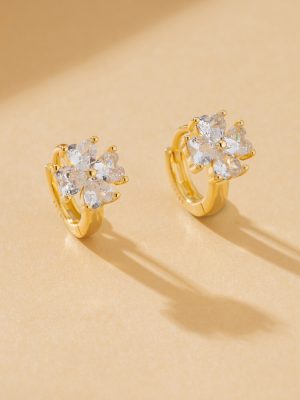 S925 Sterling Silver Ins Fresh Style Diamond Four-petal Flower Earrings for Women High-grade Korean Mori Earrings for Women