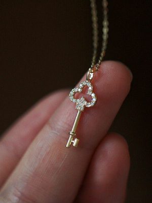 S925 sterling silver plated 14k gold key necklace design light luxury new high fashion all-match clavicle chain women