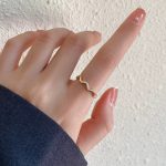 S925 Sterling Silver Gold Plated Wave Ring Women's Design Food Finger Ring Ins Trendy Open Ring Fashionable Personalized Ring Ouni Na