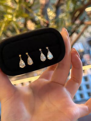S925 Sterling Silver Plated 18K Gold Super Flash Zircon Drop Earrings for Women Exquisite High-end Light Luxury Fashion All-match Earrings
