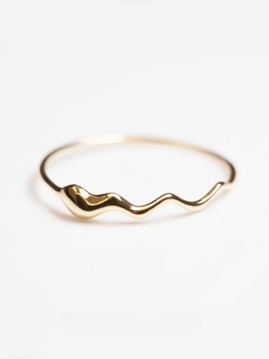 S925 Silver Plated 18k Gold Drop Wave Minimalist Ring Women's Ring HME