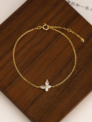S925 Sterling Silver Inlaid Zircon Butterfly Bracelet Women's Super Flash Design Simple Light Luxury All-match High-end Bracelet
