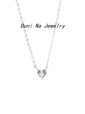 Design love zircon necklace female S925 sterling silver plated 14K gold heart-shaped diamond super flash gentle clavicle chain Ouni Na