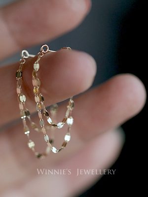 temperament s925 silver gold-plated blade chain kiss word chain long tassel front and rear double-layer earrings earrings HME
