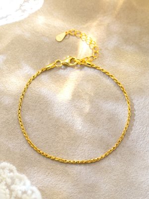 New S925 Silver Couple Bracelet Japanese and Korean Simple Twist Chain Bracelet Fashion Twist Rope Bracelet to Push Supply