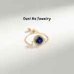 color: 14K Gold-Blue Diamond / size: Push-pull adjustable