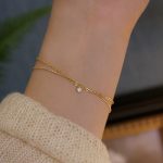 S925 Silver Plated 14K Gold Double Layer Rhinestone Bracelet Girls Ins Light Luxury Design Extremely Fine and Exquisite Girlfriend Bracelet Ouni Na