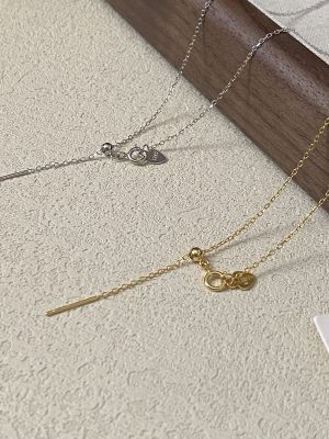 925 Silver Plated 18K Gold Pendant Universal Pin-type Pull-out Adjustable Chain Necklace Naked Chain Simple All-match