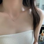 S925 Sterling Silver Plated 14K Gold Cross Zircon Necklace Women's Simple Elegant All-match Clavicle Chain Ouni Na