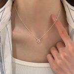New S925 Sterling Silver Design Hollow Geometric Square Zircon Pendant Women's Light Luxury Stacked Necklace