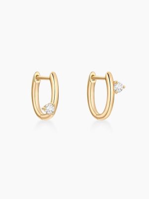 Simple love ~ full body S925 silver plated 18K gold earrings minimalist high-grade asymmetric zircon earrings female HME