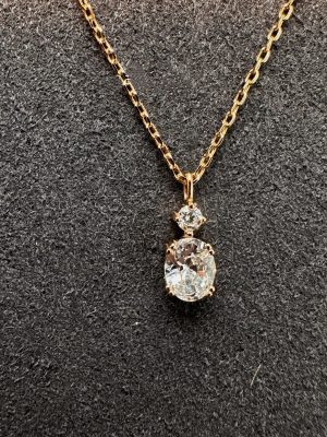 Japanese S925 Silver Plated 18K Gold Flash Diamond Zircon Pendant Necklace Transparent Clavicle Chain Mini Exquisite Gift HME