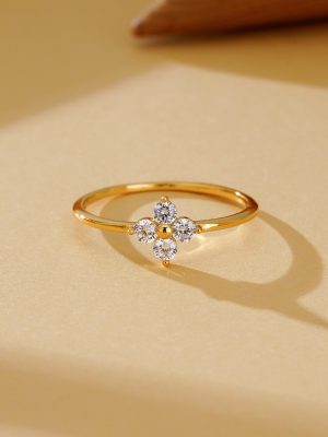 S925 sterling silver four-leaf clover zircon fine ring design plated 18k gold fashion micro inlay all-match exquisite ring