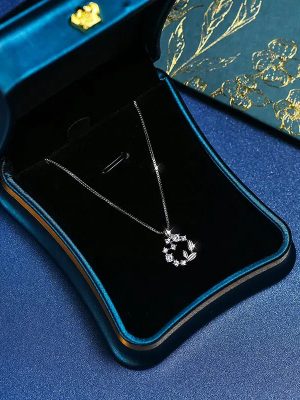 S925 sterling silver diamond lucky wreath necklace women's creative fashion light luxury clavicle chain valentine's day birthday gift