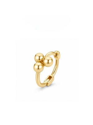 S925 Sterling Silver Plated 18K Gold Mini Minimalist Three-Ball Ear Ring Ear Buckle Earrings Women's Stacked Wear ins Style Light Luxury HME