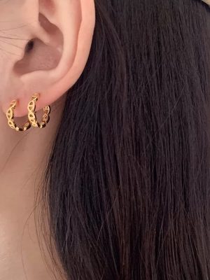 Pig Nose 925 Silver Plated 18K Ear Ring Light Gold Earrings Women's Birthday Gift All-match High Fashion Commuter Women